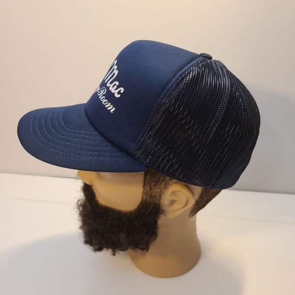 Vintage 90s Trucker Hat Mic Mac Beverage Room Screen Printed Mesh Adjustable Hat - Picture 3 of 8